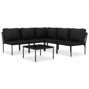 Set mobilier de gradina cu perne, 6 piese, negru, PVC - V48588V - Img 2