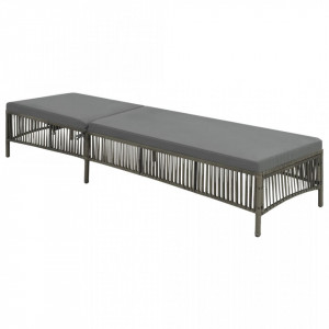 Sezlong cu perna, gri, poliratan - V44455V