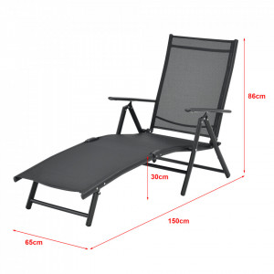 Sezlong cu spatar reglabil si cadru aluminiu, negru - P76830642 - Img 4