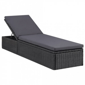 Sezlong, negru si gri inchis, poliratan - V310148V