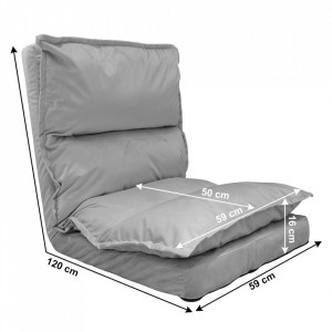 Şezlong pliant pe podea, ţesătură de catifea gri - TP290578 - Img 2