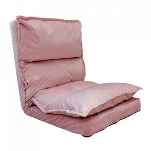 Şezlong pliant pe podea, ţesătură de catifea roz deschis - TP290579 - Img 1
