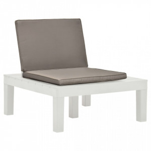 Șezlonguri de grădină cu perne, 2 buc., alb, plastic - V3054424V