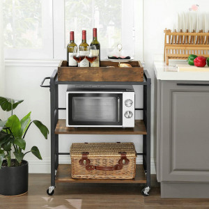 SOMSI2 - Masuta servire cu roti stil Industrial, 72 x 40 x 86 cm - Img 2