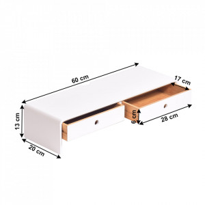 Suport monitor, bambus, alb, 66 cm - TP300677 - Img 4