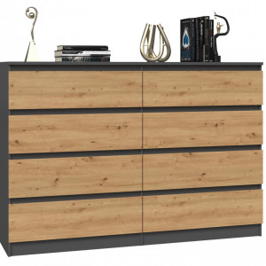 TECOAN-AR106 - Comoda, 138x 40 x 97 cm, Antracit-Stejar Artisan, PAL - Img 2