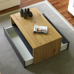 TEMCAR-N102 - Masuta cafea 54 x 90 x 40 cm - Stejar Artisan - Negru-Mat - Img 3