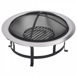 Vatră de foc de exterior cu grătar, 76 cm, oțel inoxidabil - V46530V - Img 3