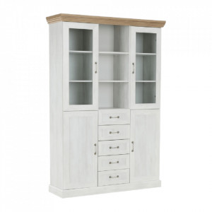 Vitrină, culoarea pin nordic/stejar sălbatic, 127x187x39 cm - TP86109