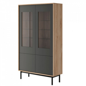 Vitrină, stejar jaskson hickory/grafit, 104x185x39 cm - TP239077 - Img 7
