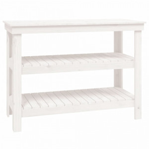 Banc de lucru, alb, 110,5x50x80 cm, lemn masiv pin - V823645V