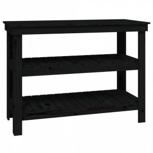 Banc de lucru, negru, 110,5x50x80 cm, lemn masiv pin - V823648V