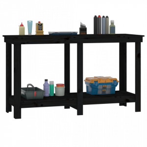 Banc de lucru, negru, 140x50x80 cm, lemn masiv pin - V822510V - Img 4