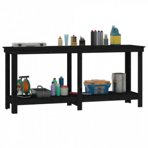 Banc de lucru, negru, 180x50x80 cm, lemn masiv pin - V822515V - Img 4