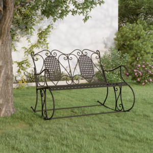 Bancă balansoar cu 2 locuri, negru, 113 cm, oțel - V318829V - Img 2