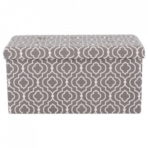 Bancă, băncuţă cu spaţiu pentru depozitare, gri cu imprimeu, 76x38x38 cm - TP297406 - Img 5