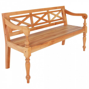 Banca Batavia, maro deschis, 136 cm, lemn masiv mahon - V246970V