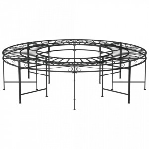 Bancă circulară de copac, negru, Ø160 cm, oțel - V318821V - Img 3