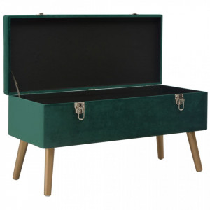 Bancă cu un compartiment de depozitare, verde, 80 cm, catifea - V329929V - Img 3
