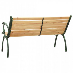 Bancă de grădină 116 cm, fontă și lemn masiv de brad - V319572V - Img 4