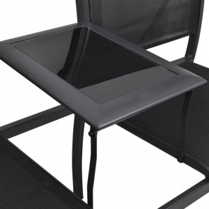 Bancă de grădină cu 2 locuri, negru, 131 cm, oțel și textilenă - V40838V - Img 4