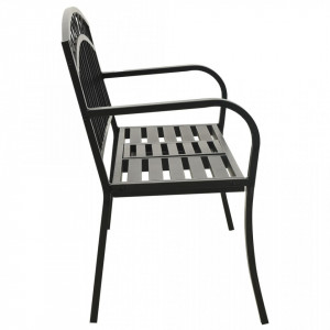 Bancă de grădină cu masă, negru, 125 cm, oțel - V312040V - Img 4