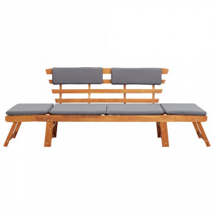 Banca de gradina cu perne 2-in-1, 190 cm, lemn masiv de acacia - V45960V - Img 2