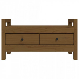 Bancă de hol, maro miere, 80x40x43 cm, lemn masiv pin - V821787V - Img 4