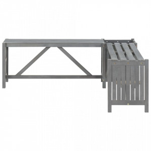 Bancă grădină de colț cu jardinieră 117cm gri lemn masiv acacia - V311824V