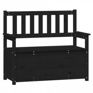 Bancă, negru, 112,5x51,5x96,5 cm, lemn masiv de pin - V823563V