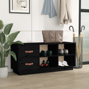 Bancă pentru pantofi, negru, 100x34x45 cm, lemn masiv de pin - V820181V - Img 3