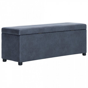 Bancheta cu depozitare, gri, 116 cm, piele intoarsa ecologica - V281316V
