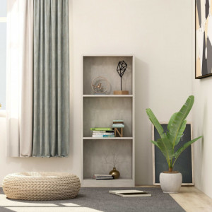 Biblioteca cu 3 rafturi, gri beton, 40 x 24 x 108 cm, PAL - V800832V