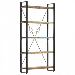 Biblioteca cu 5 rafturi, 90 x 30 x 180 cm, lemn masiv reciclat - V286584V