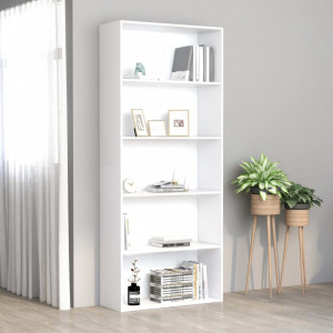 Biblioteca cu 5 rafturi, alb, 80 x 30 x 189 cm, PAL - V801026V - Img 1