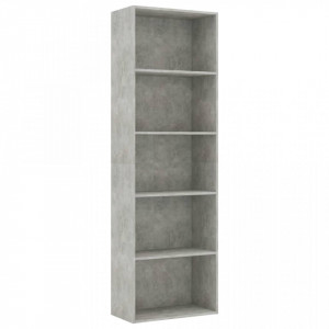 Biblioteca cu 5 rafturi, gri beton, 60 x 30 x 189 cm, PAL - V800994V - Img 2