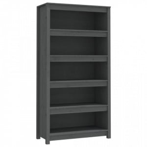 Bibliotecă, gri, 80x35x154 cm, lemn masiv de pin - V821691V