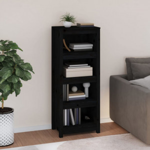 Bibliotecă, negru, 50x35x125,5 cm, lemn masiv de pin - V821713V - Img 2