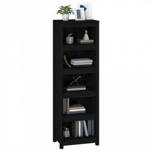 Bibliotecă, negru, 50x35x154 cm, lemn masiv de pin - V821718V - Img 4