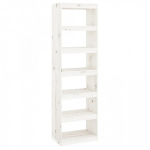Bibliotecă/Separator cameră alb 60x30x199,5 cm lemn masiv pin - V808179V - Img 1