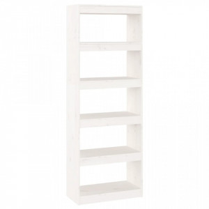 Bibliotecă/Separator cameră,alb,80x30x167,5 cm, lemn masiv pin - V808174V - Img 1