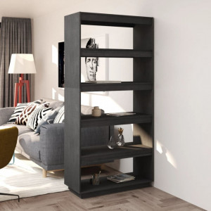 Bibliotecă/Separator cameră, gri, 80x35x167 cm, lemn masiv pin - V810896V - Img 2