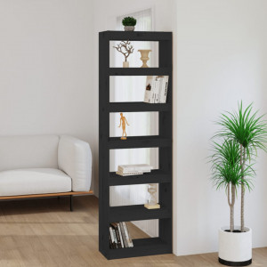 Bibliotecă/Separator cameră negru 60x30x199,5 cm lemn masiv pin - V808182V - Img 2