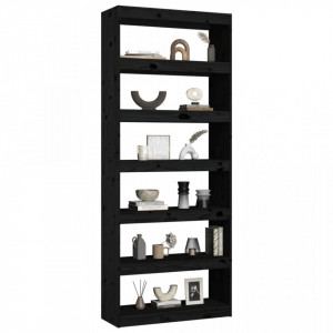 Bibliotecă/Separator cameră negru 80x30x199,5 cm lemn masiv pin - V808207V - Img 4