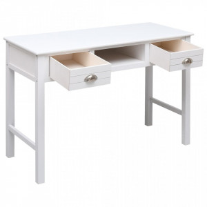 Birou, alb, 108x45x76 cm, lemn masiv de paulownia - V338535V - Img 3