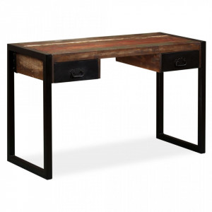 Birou cu 2 sertare din lemn masiv reciclat, 120 x 50 x 76 cm - V244905V