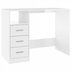 Birou cu sertare, alb extralucios, 102x50x76 cm, lemn prelucrat - V823034V - Img 1