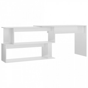 Birou de colt, alb extralucios, 200 x 50 x 76 cm, PAL - V801104V - Img 2