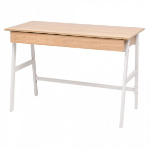 Birou de scris, 110 x 55 x 75 cm, stejar si alb - V245722V