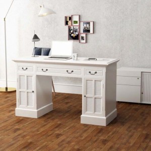 Birou dublu cu piedestal, 140 x 48 x 80 cm, alb - V244370V